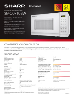 SMC0710BW by Sharp - 0.7 cu. ft. 700W Sharp White Carousel
