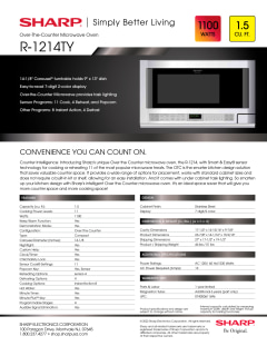 R1214TY: 1.5 Cu Ft Steel Over-The-Counter Microwave