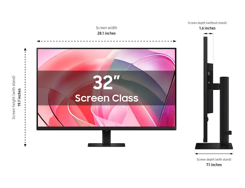 Samsung ViewFinity S7 S70D 32" 4K UHD 60Hz LED Monitor - Thumbnail 4