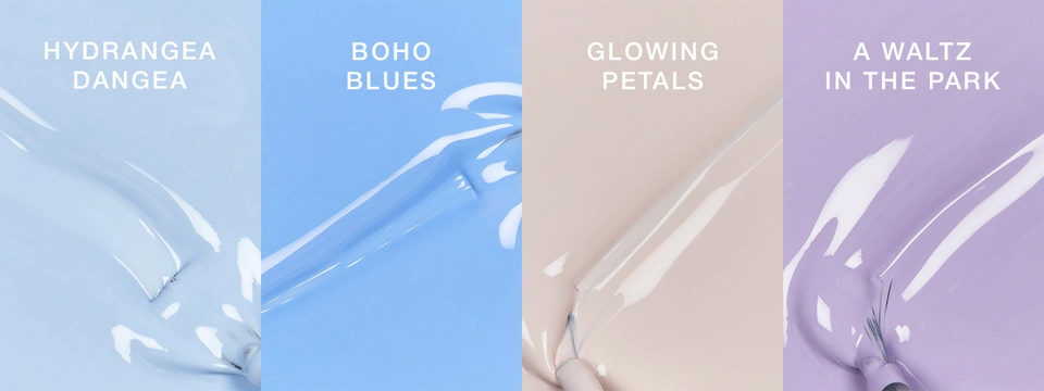 Stylized banner showcasing a range of nail polish swatches