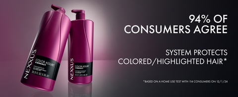 Two pump bottles, shampoo and conditioner, with backlight and consumer test results text.