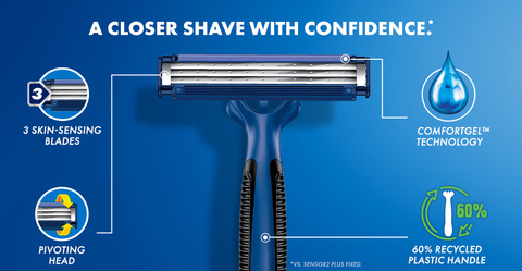 A smoother shave pivoting head comfort gel 3 chromium blades