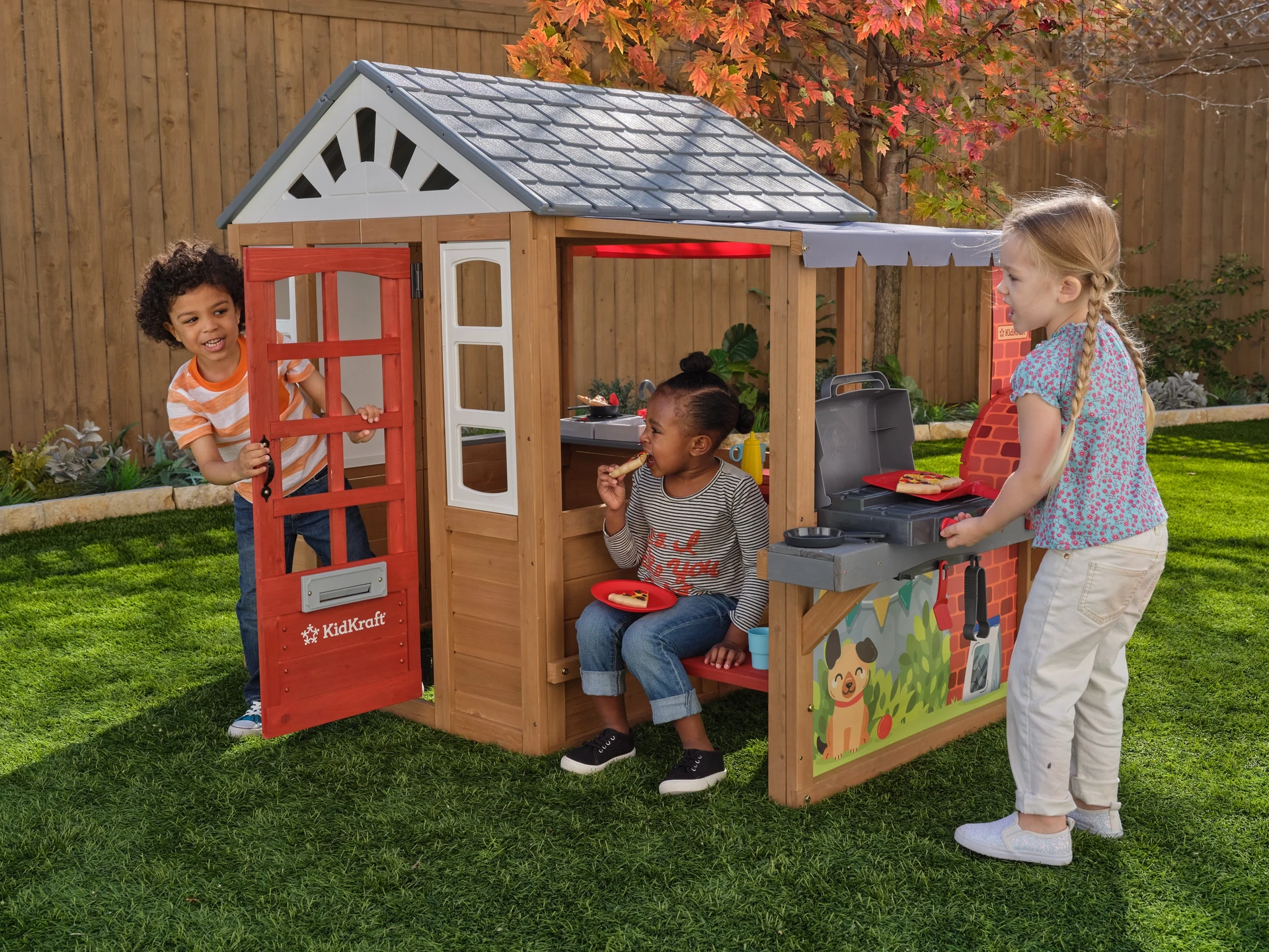 KidKraft Grill Chill Pizza Party Wooden Outdoor Playhouse