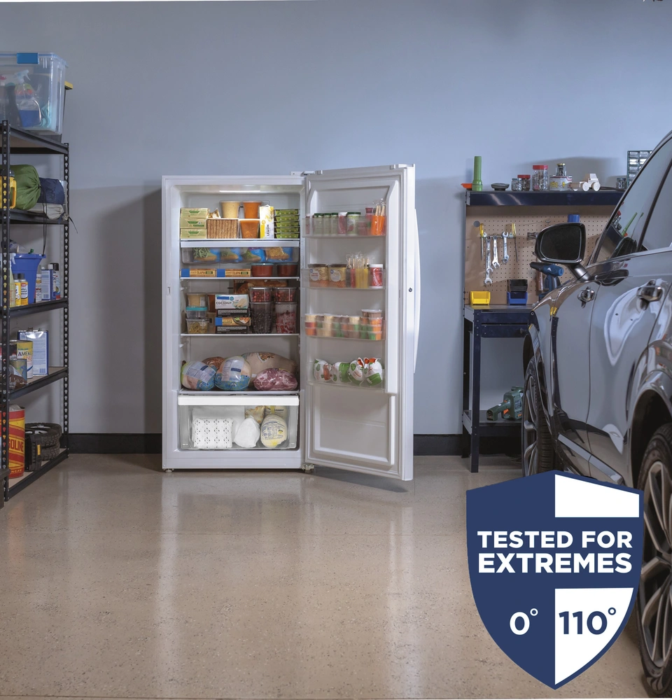 ［ge］ GE® 14.1 Cu. Ft. White Upright Freezer | Bemis Appliance | Yakima, WA