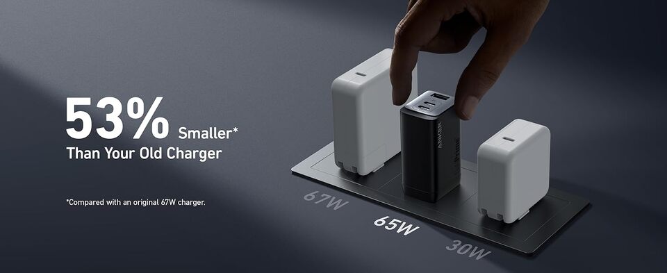 Anker 65W USB-C Charger, GaNPrime, 3 Ports for MacBook Pro/Air, iPad Pro,  Galaxy, iPhone, Pixel, and More