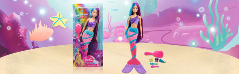 Tiaras and Styling Accessories Barbie Dreamtopia Mermaid Doll with Extra-Long Two-Tone Fantasy Hair Hairbrush 13-inch Gift for 3 to 7 Year Olds
