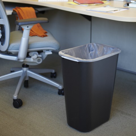 Trash Can 7 Gal Waste Garbage Home Office Black Rectangular Plastic 