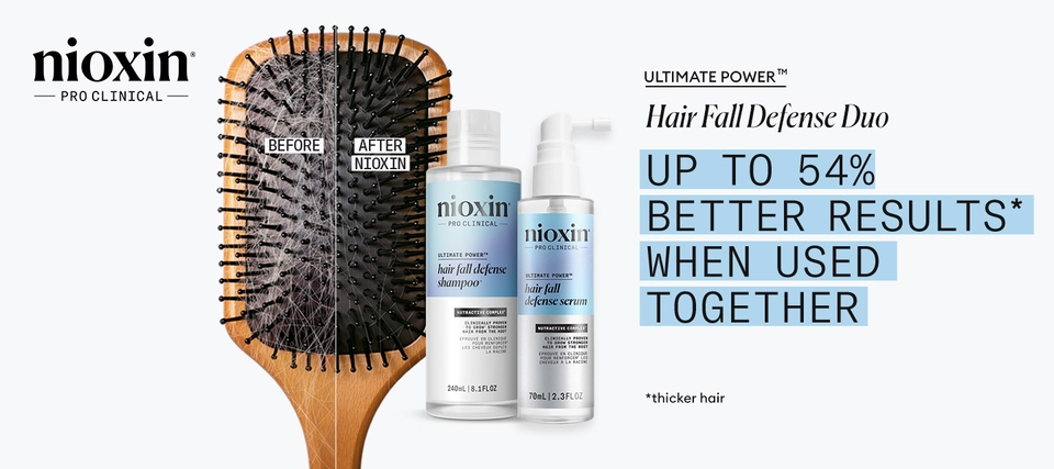 Nioxin Hair Fall Defense Duo Up to 54 Percent Better Results when used together