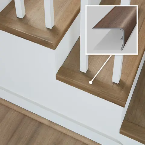 Flexco Solid Wood Stair Nose 0.75-in x 78-in Brushed Harth Prefinished Oak Stair Nosing