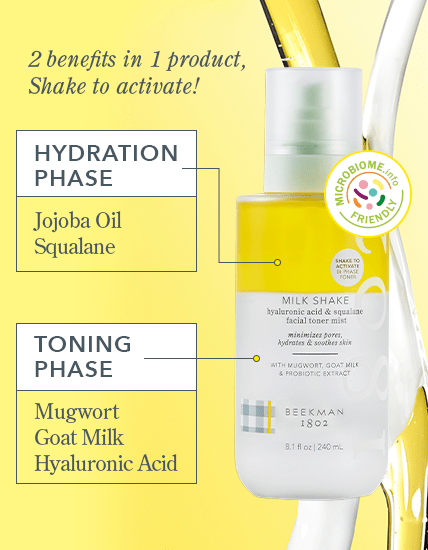 Hydration Phase - Jojoba Oil + Squalane and Toning Phase - Mugwort + Goat Milk + Hyaluronic Acid