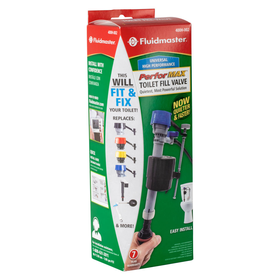 thumbnail video image 3 of Fluidmaster 400H-002 Performax Universal Toilet Fill Valve High Performance Tank and Bowl Water Control, 1-Pack, New, Multicolor, 3 of 10