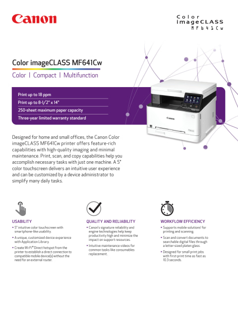 Canon Color imageCLASS MF641Cw - Multifunction, Mobile Ready Laser Printer - Walmart.com 