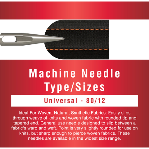SINGER Universal Regular Point Sewing Machine Needles, Size 80/12 - 4 Count  