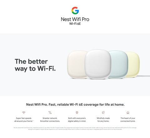 Nest Wifi Pro - Fast, Reliable Mesh Wi-Fi 6E Coverage
