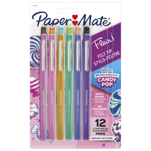 Paper Mate® Felt Tip Pens  Flair® Marker Pens, Ultra Fine Point, Limited  Edition Candy Pop Pack, 13 colors, Box of 36 