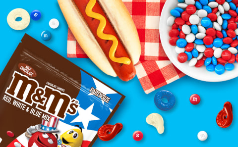 red white and blue m&ms