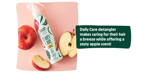 Instantly detangles	Conditions and moisturizes	Tames frizz 	Smooths and softens	Leaves kids’ hair more manageable 	No tears formula and dermatologist tested 	For all hair types 	Zesty apple scent 	Vegan&#160;	Cruelty free  Gluten free 	Allergen free