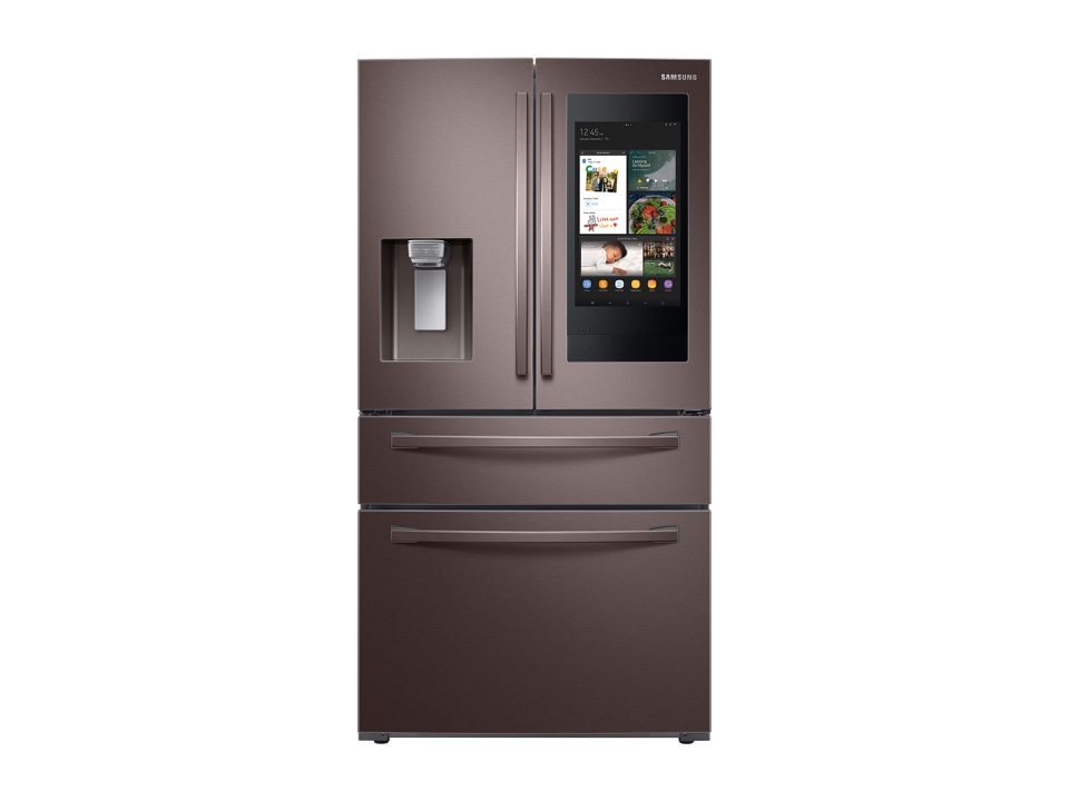 Samsung Family Hub 27 7 Cu Ft 4 Door French Door Refrigerator With Ice Maker Fingerprint Resistant Tuscan Stainless Steel Energy Star In The French Door Refrigerators Department At Lowes Com