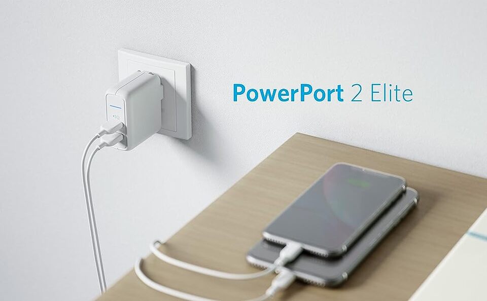Anker Elite Dual Port 24W Wall Charger, PowerPort 2 with PowerIQ 