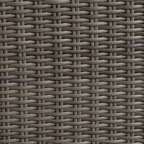 Warm taupe color hand-woven resin wicker in basketweave pattern