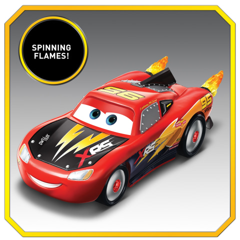 Disney and Pixar Cars XRS Rocket Racing Lightning McQueen with Spinning  Flames 