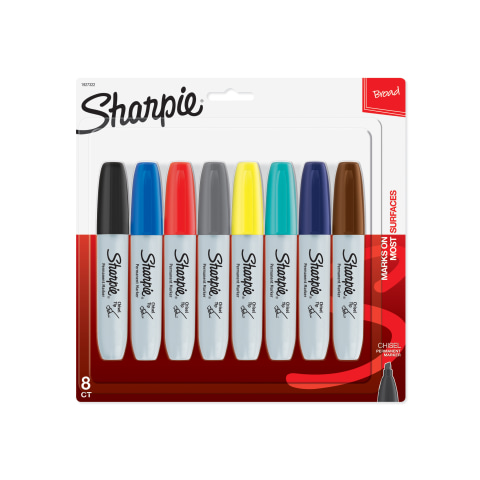Sharpie Mixed Point Size Permanent Markers, Assorted Tips, Black, 6/Pack