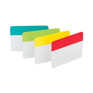 Post-it Tabs File Tabs, 1 x 1 1/2, Blue/Green/Red, 66/Pack