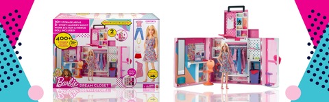 Barbie Doll and Dream Closet Set with Clothes and Accessories, 30+ Pieces  and 15+ Storage Areas, HGX57