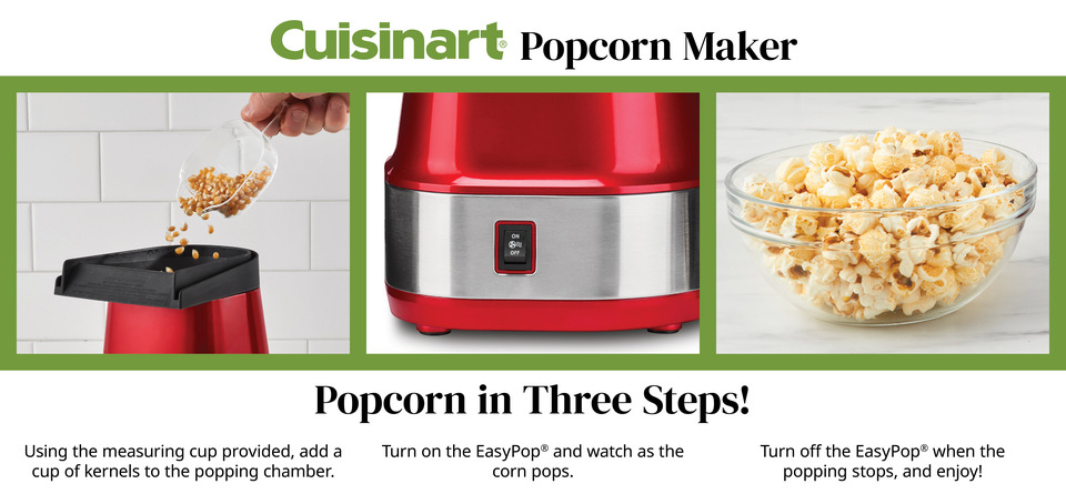 Cuisinart EasyPop Hot Air Popcorn Maker Color Red , BPA-free , Cool Air  Function