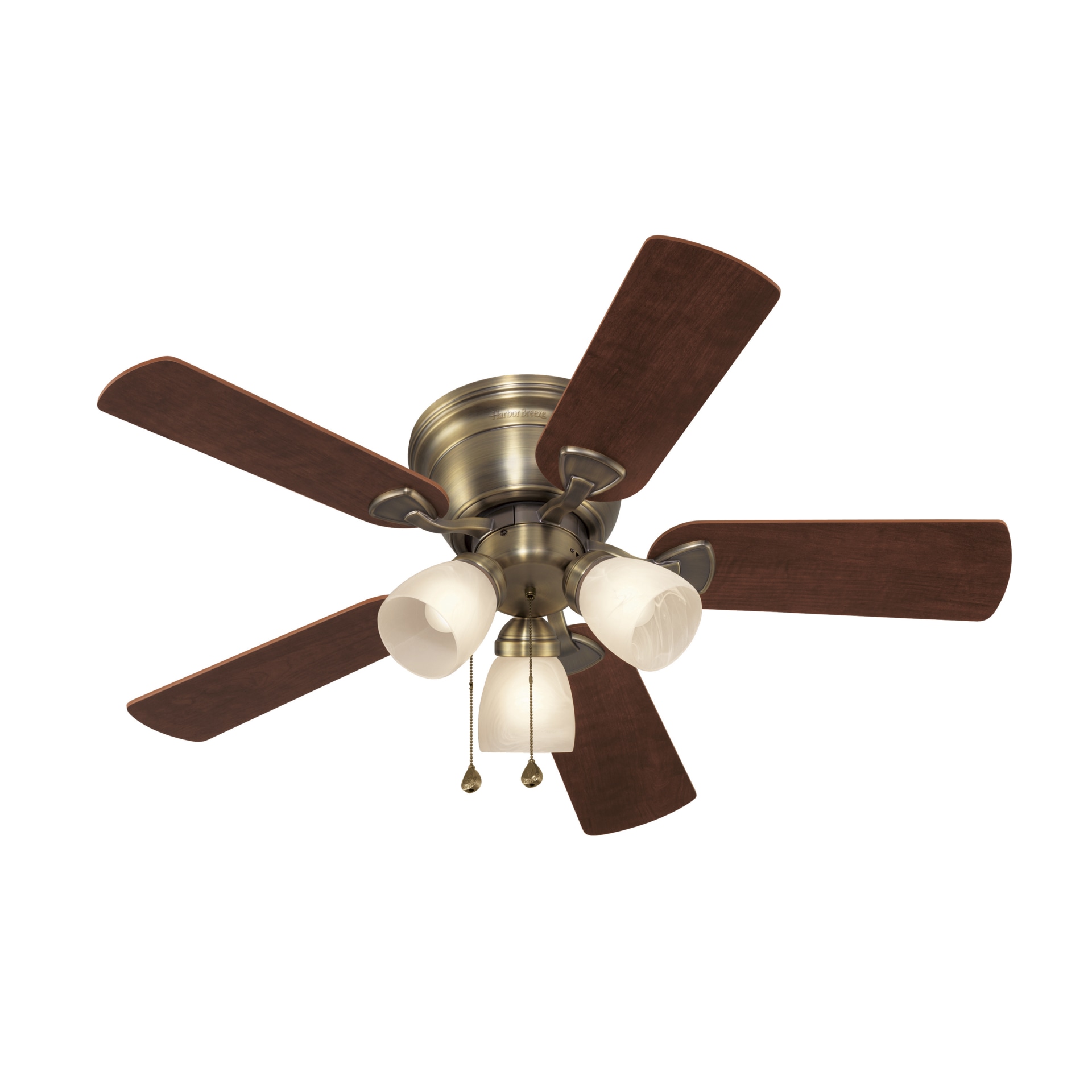 Harbor Breeze Centreville 42 In Antique Brass Led Indoor Flush Mount Ceiling Fan 5 Blade In The Ceiling Fans Department At Lowescom