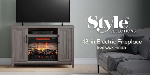 Style Selections 48-in W Iron Oak Infrared Quartz Electric Fireplace at  Lowes.com