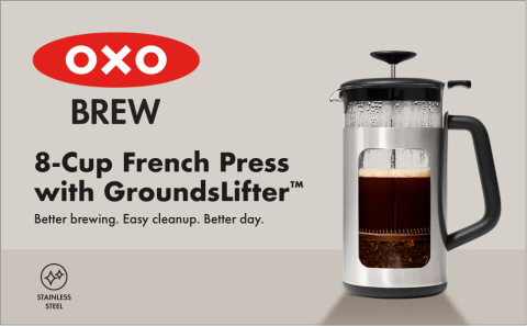French Press with Grounds Lifter, French press coffee, without the  cleanup. Learn more:  By OXO