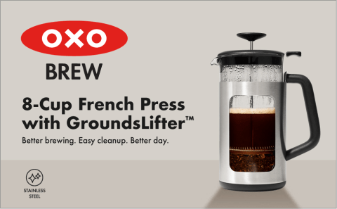 OXO French Press Coffee Maker Brew and Serve Glass Carafe Cup