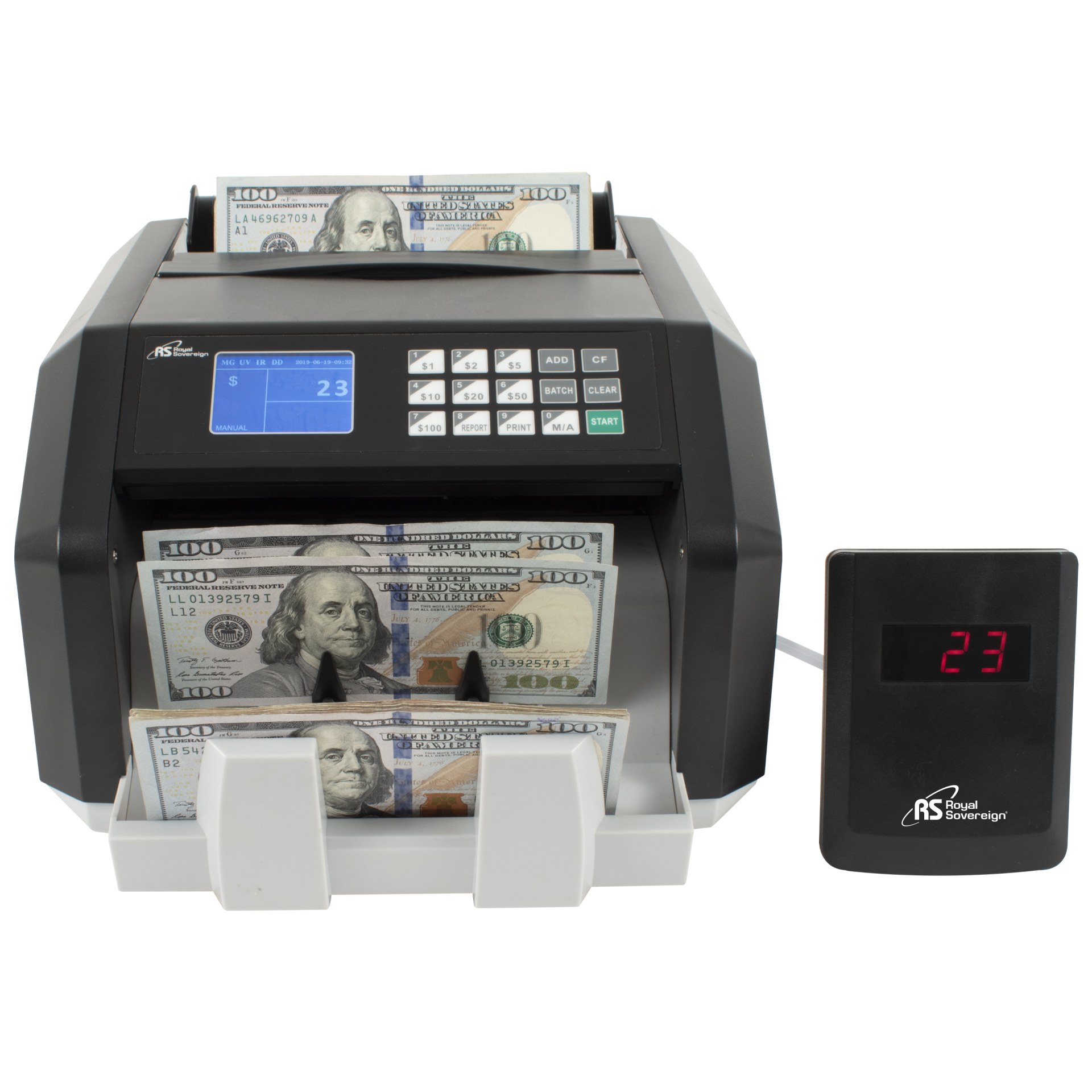 RBC-100 Royal Sovereign Back-Load High Speed Bill Counter W/Counterfeit Detection 