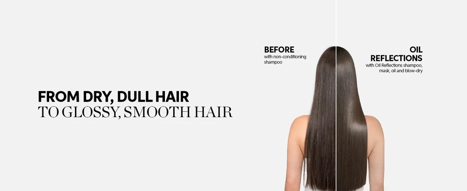 From dry, dull hair to glossy smooth hair with Oil Reflections oil serums