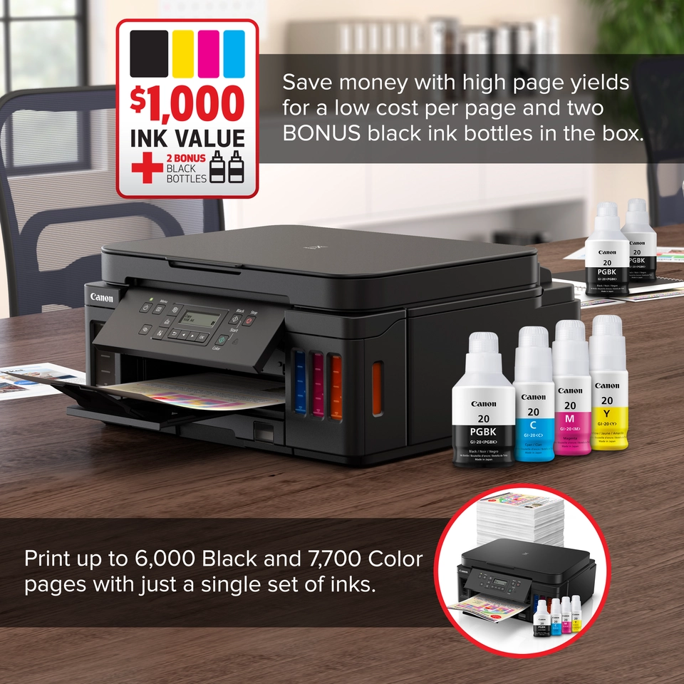 Canon PIXMA MegaTank G6020 Wireless Color All-In-One Supertank