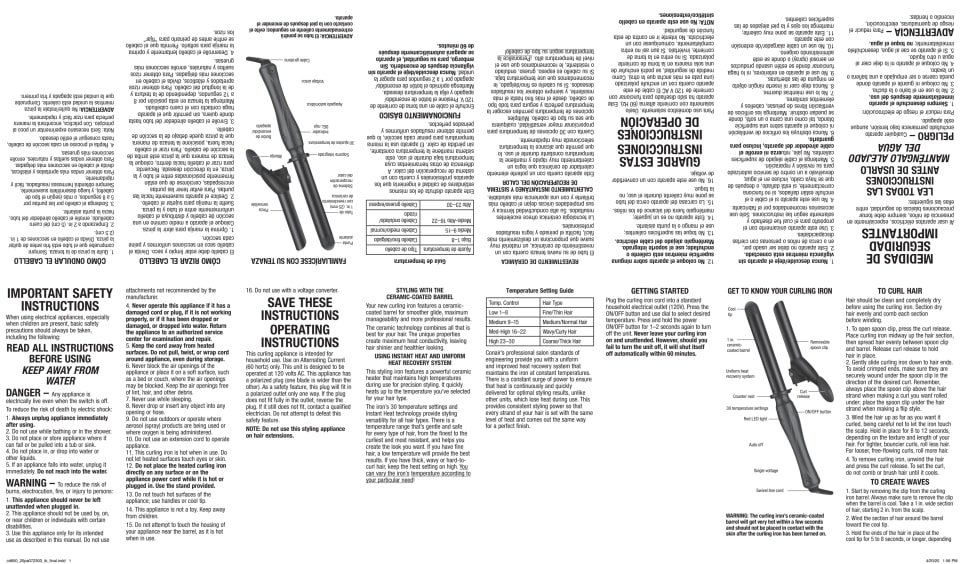 Conair Wild Primrose 1" Curling Iron with Removable Clip, Curling Wand