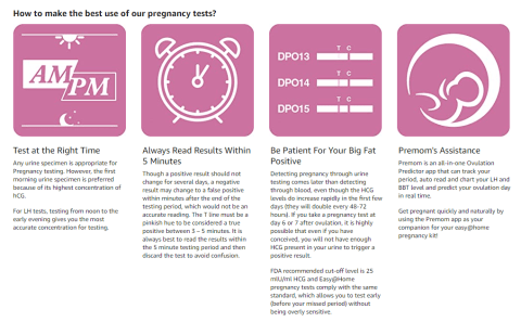  Easy@Home kit de 20 pruebas de embarazo (HCG) pruebas de orina  HCG : Salud y Hogar