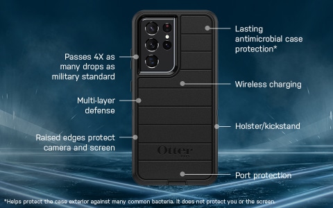  OtterBox Galaxy S21 Ultra 5G (ONLY - DOES NOT FIT non-Plus or  Plus sizes) Defender Series Case - BLACK, Rugged & Durable, With Port  Protection, Includes Holster Clip Kickstand : Cell