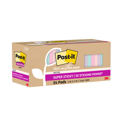 Post-it Super Sticky Notes, 3x3 in, Assorted Pastel Colors, 15 Pads, 2X The  Sticking Power, Recyclable (654-15SSPS)