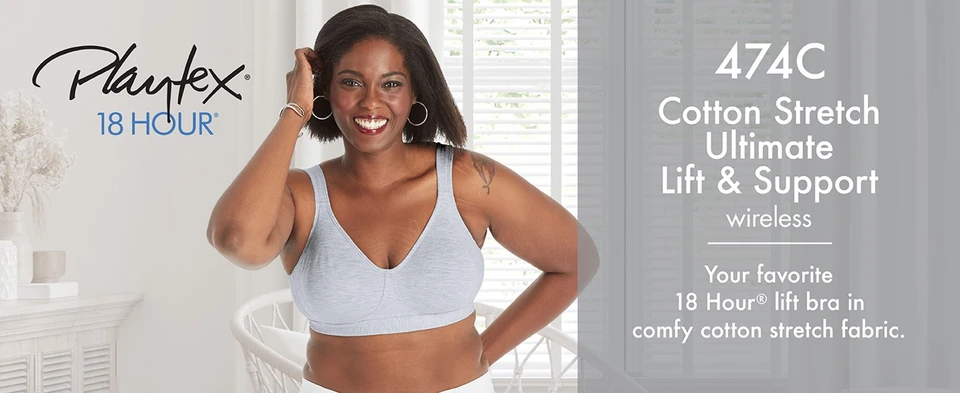 Playtex 18 Hour Cotton Stretch Ultimate Lift Support Wireless Full Coverage Bra Us474c JCPenney