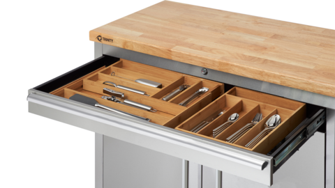 workbench drawer used to store kitchen utensils