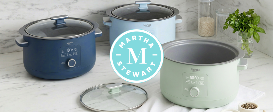 thumbnail video image 2 of Martha Stewart 8 QT Slow Cooker, Programmable with Timer, 3 Heat Settings, Nonstick Ceramic, Honeydew Green, 2 of 15