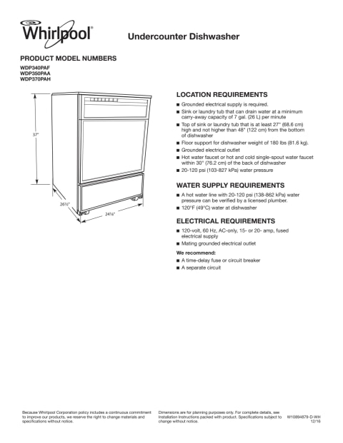 Whirlpool dishwasher amps new arrivals