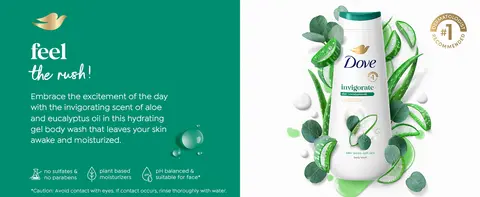 Dove Invigorating With Aloe and Eucalyptus Body Wash - 20 Oz - albertsons
