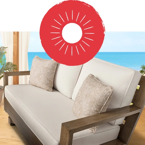 Loveseat with cushoins and pillows