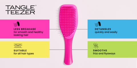 Tangle Teezer Detangling Hair Brush for Wet & Dry Hair, Pink
