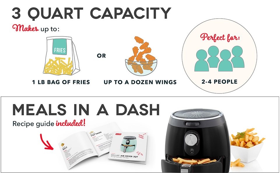 Dash DMAF355GBWH02 Deluxe Electric Air Fryer + Oven Cooker with Temperature Cont