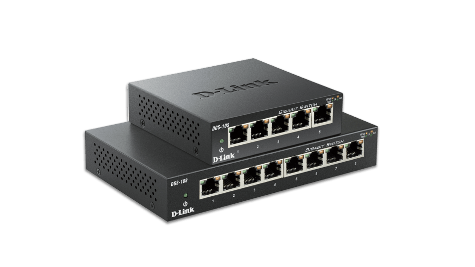  D-Link Ethernet Switch, 8 Port Gigabit Unmanaged Metal Fanless  Desktop or Wall Mount Design (DGS-108), Black : Everything Else