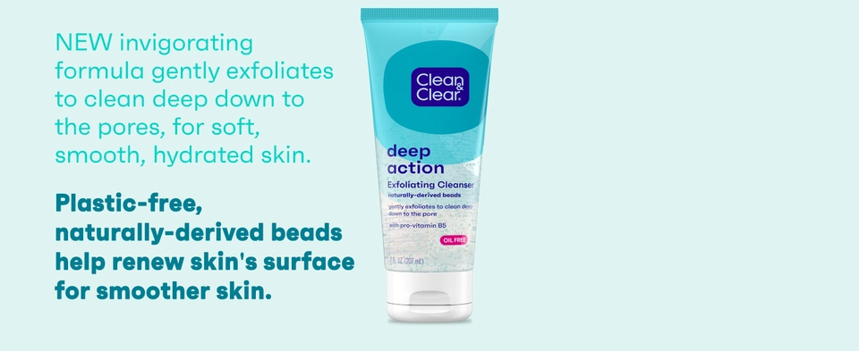 Deep Action scrub uses plastic-free naturally derived beads to help renew skin's surface